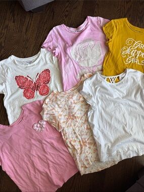Old Navy Girls Short Sleeve Tee Bundle - Pink, White, Yellow